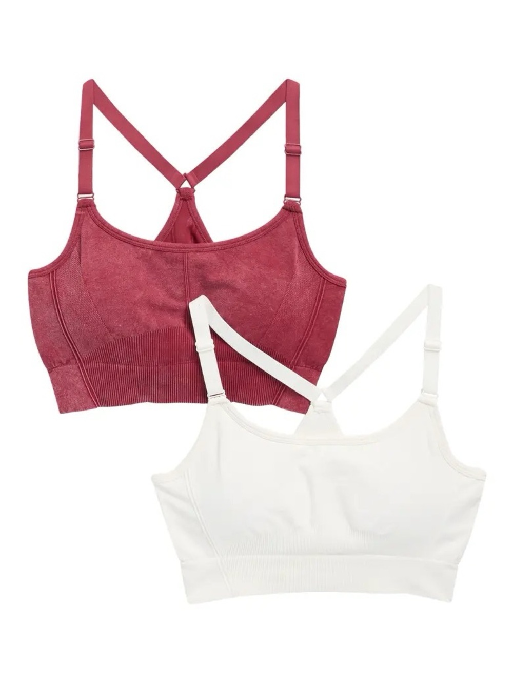 90 Degree By Reflex Seamless Racerback Bralettes - Wine & White